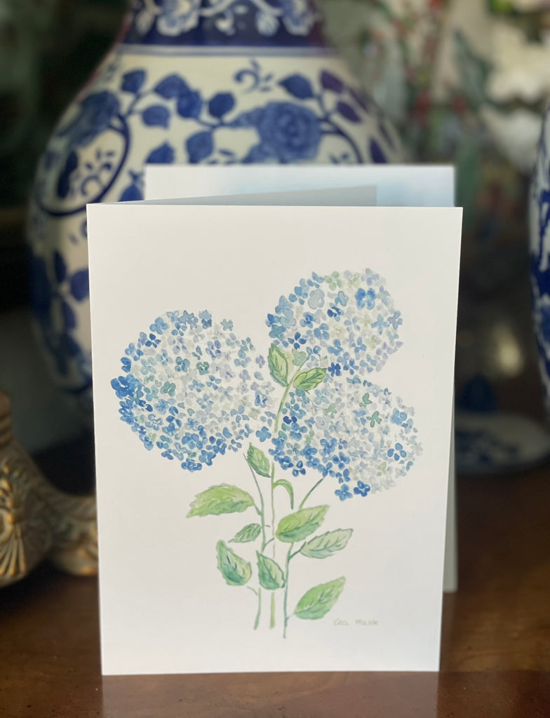 Blue Hydrangeas Greeting Card 5x7 by Diga LInda