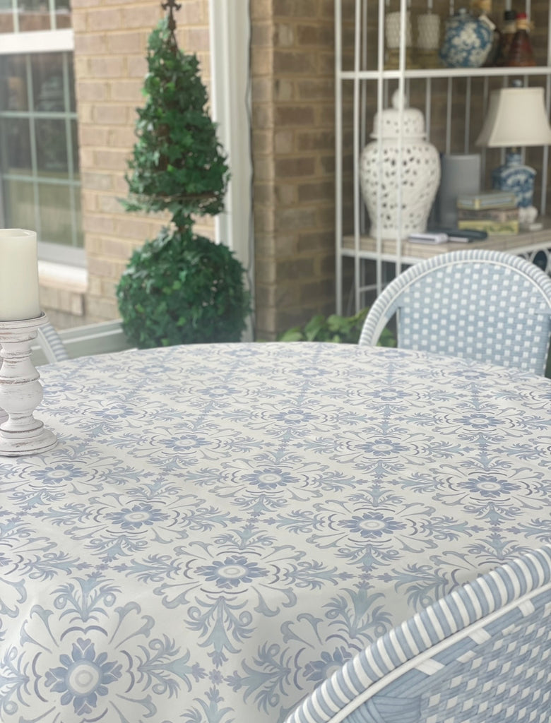 Casa Bela Blue and White Serene Tiles Tablecloths