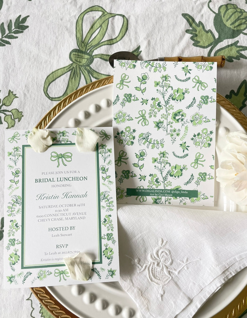 Linda's Garden Custom Invitation or Menu Cards