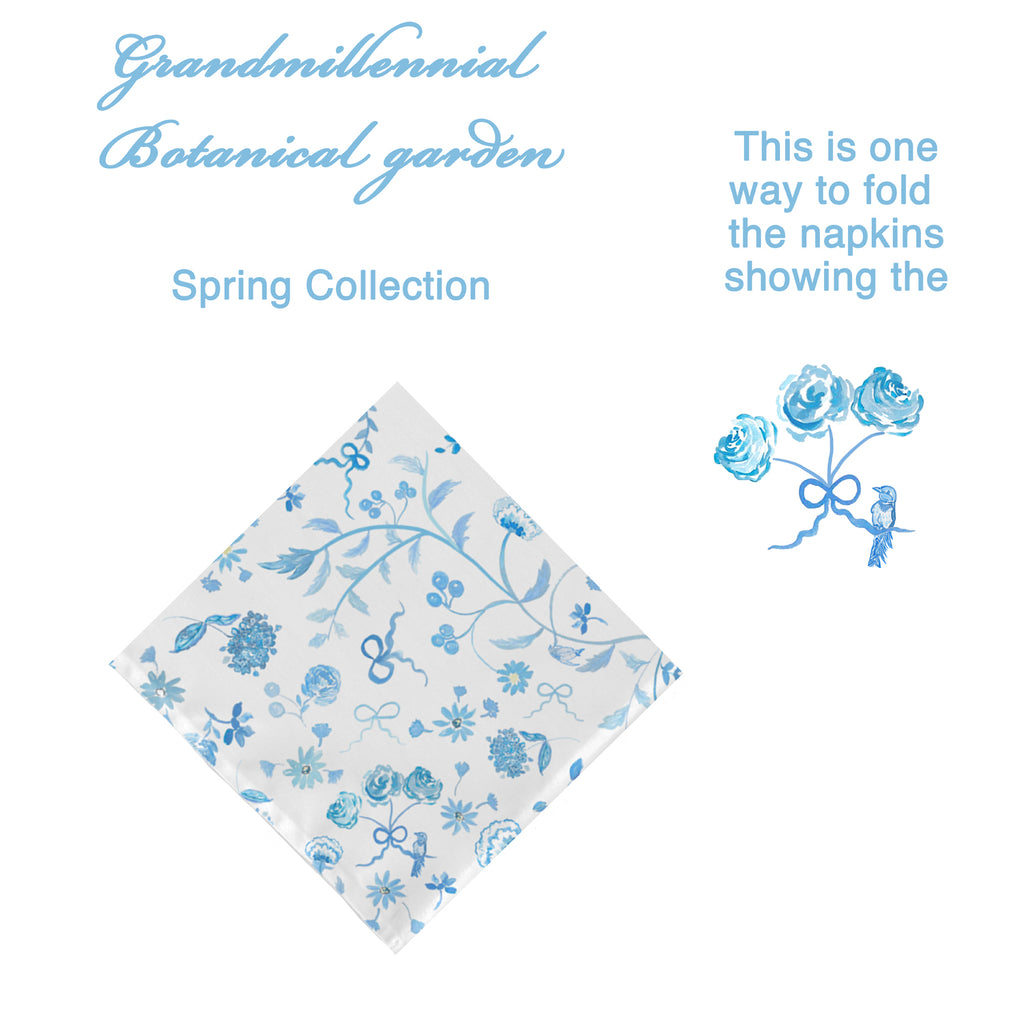 Grandmillennial Botanical Garden Cloth Napkins