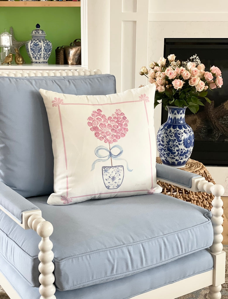 Roses Bow Topiary Indoor Throw Pillows