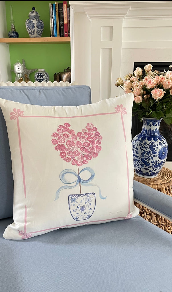 Roses Bow Topiary Indoor Throw Pillows