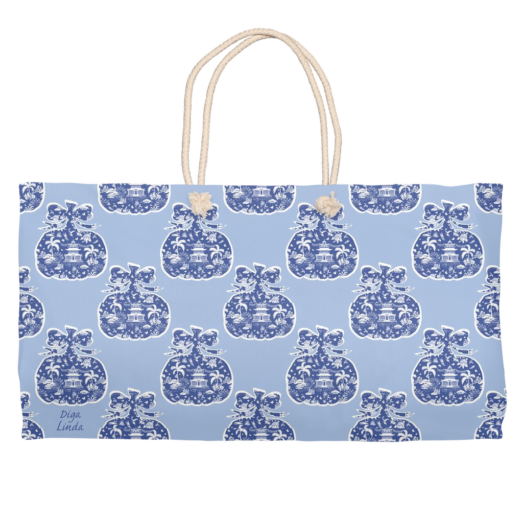 Pagoda Pumpkin With Bow Weekender Totes