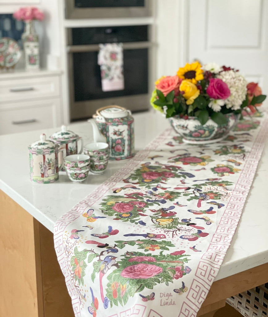 Famille Rose Antique Inspired Table Runners by Diga Linda